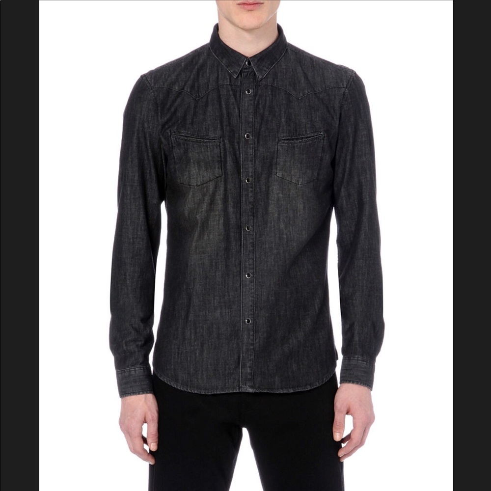 The Kooples Long Sleeve Denim Button Up Shirt
